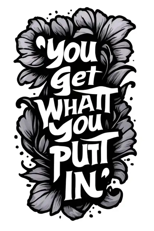 "You get what you put in " "You get what you put in " music lyrics flowing tattoo design idea