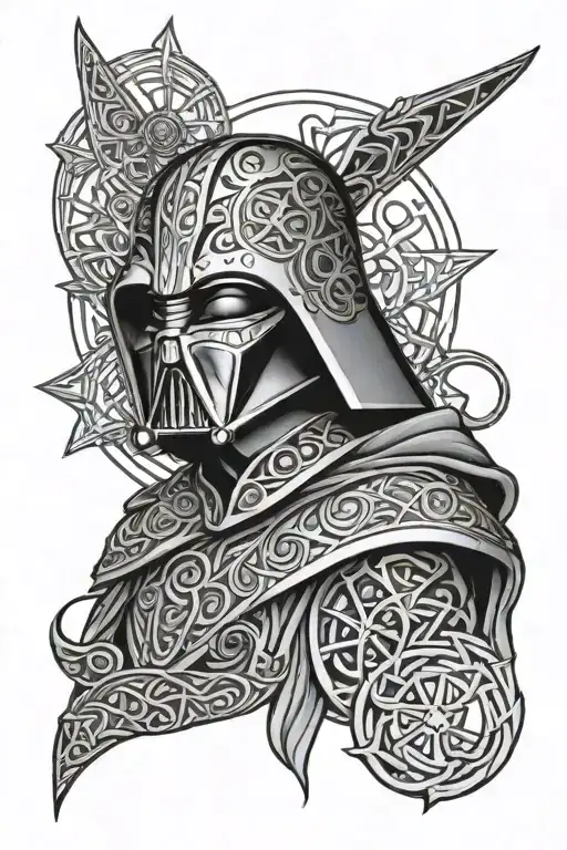 star wars, villain, celtic patterns inspired tattoo design idea