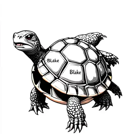 A turtle with the name "Blake" hidden on the shell tattoo design idea