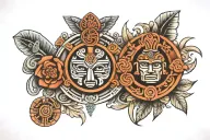 Mayan artifacts tattoo design idea