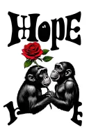 "Hope" 2 chimps smelling a rose tattoo design idea