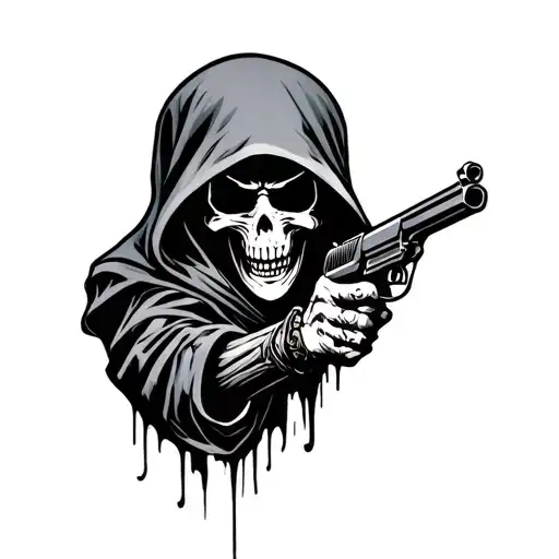 Grim Reaper With Gun tattoo design idea