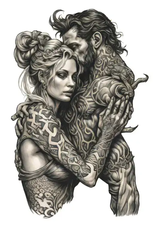 Virgo man and Scorpio woman holding tattoo design idea