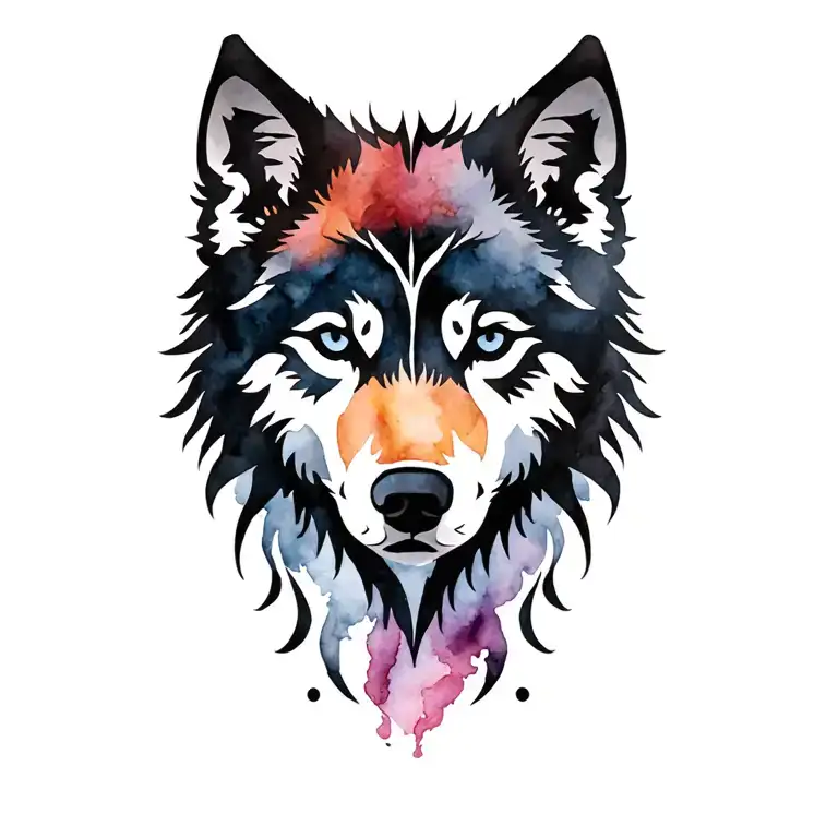 shadow wolf silhouette tattoo design idea