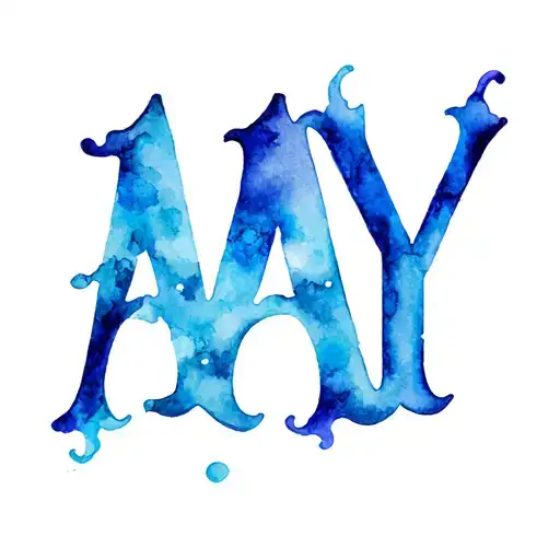 Implement the four elements, earth wind fire and water, on the letters "AY". The letters need to be looked like free han tattoo design idea