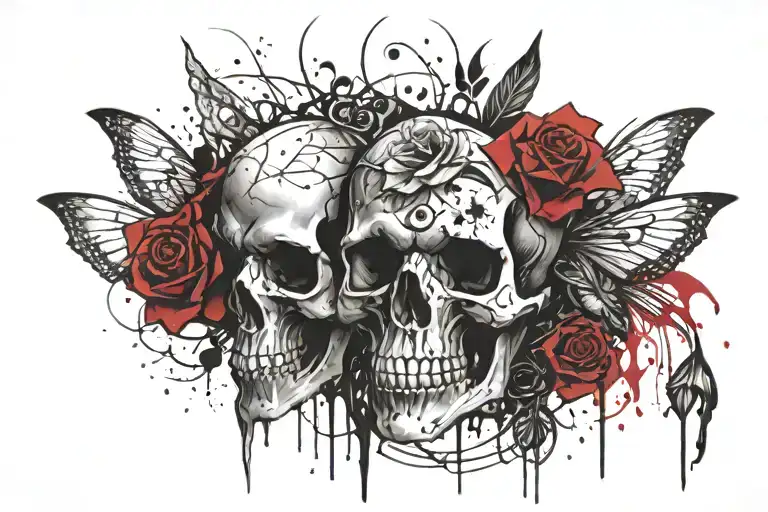 rose's fairy skulls representing dark periods tattoo design idea