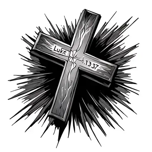 cross with Luke 1:37 inside of it simple  tattoo design idea
