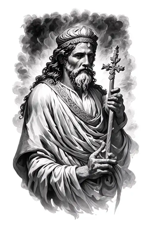 Elijah, a prominent prophet in the Old Testament, is known for his dramatic displays of faith, challenging the worship o tattoo design idea