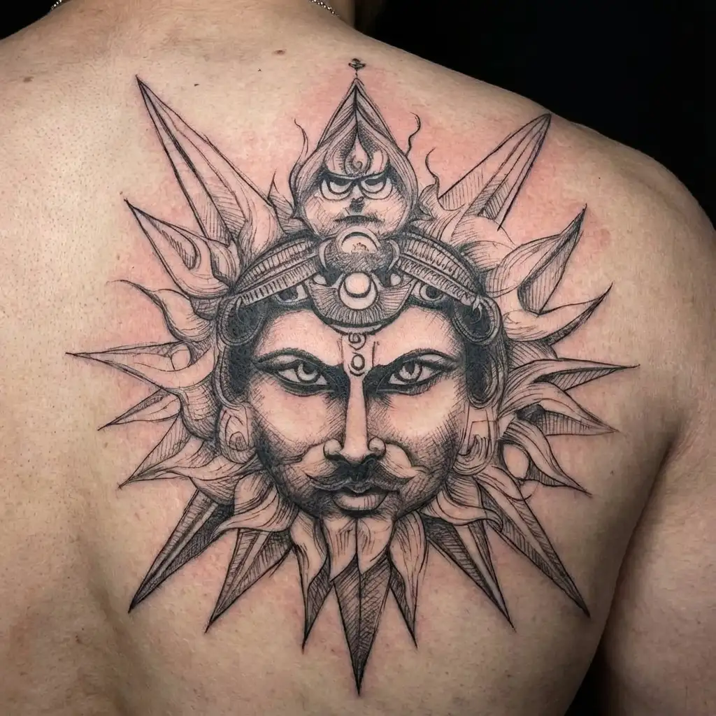 sun god Karna tattoo design idea