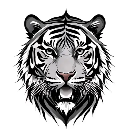 tiger shape made from Arabic calligraphy tattoo design idea