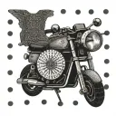 A traditional Portuguese tile pattern with a motorcycle silhouette tattoo design idea