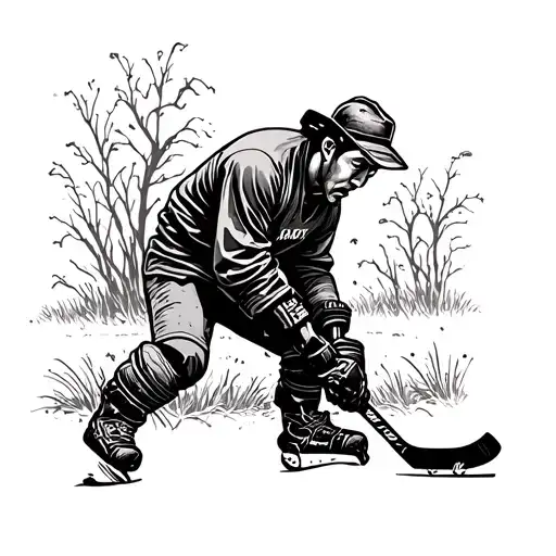 hockey farmer tattoo design idea
