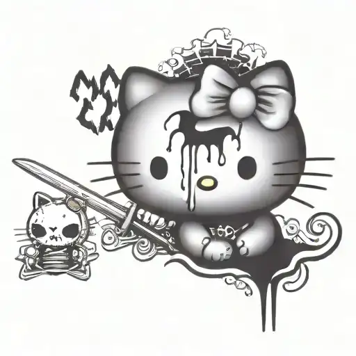 hello kitty black metal tattoo design idea