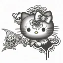 hello kitty black metal tattoo design idea