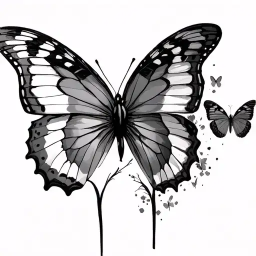 Split head letting butterflies escape tattoo design idea