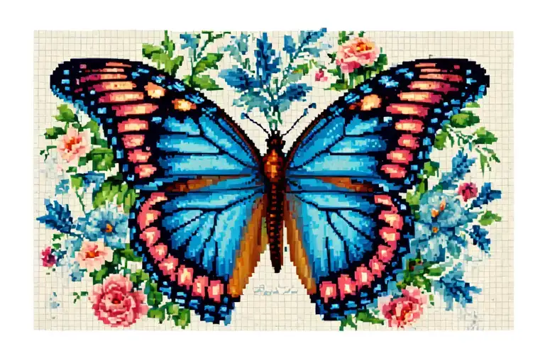 cross stitch butterfly tattoo design idea