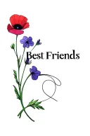 "Best Friends" poppies and violets inf sign intertwined tattoo design idea