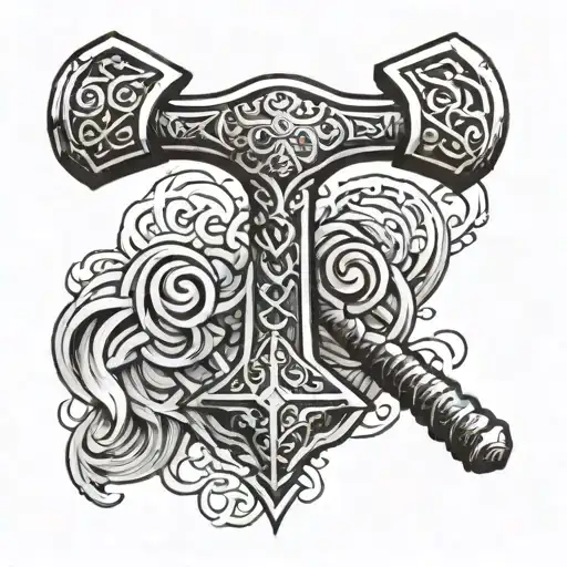 mjolnir hammer norse mythology tattoo design idea