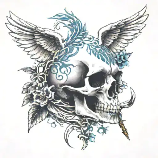 veterinary caduceus symbol incorporated with a skull tattoo design idea