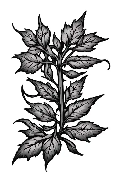 Long flower vine leaf that form the norse protection rune and anorher flower vine leaf forms unconditional love symbol  tattoo design idea