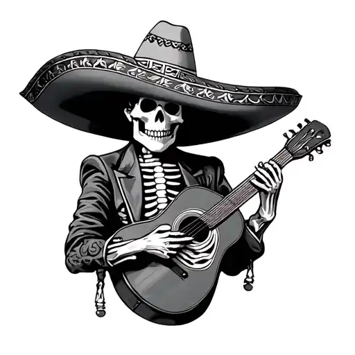 mariachi skeleton tattoo design idea