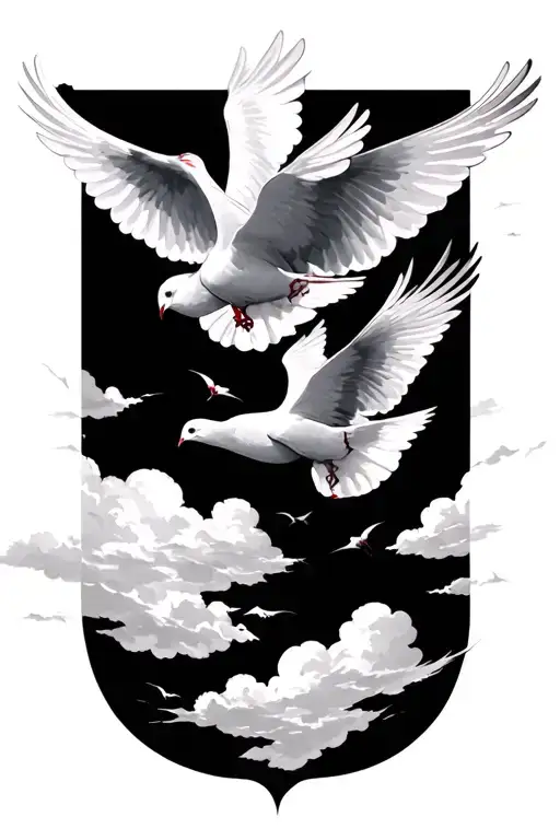 sky with doves flying "luis ceja"  tattoo design idea