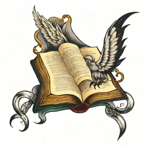 bible with verses flowing tattoo design idea