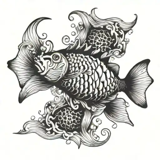 fish and smoke forming the shape tattoo design idea