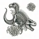 Dinosaur Skeleton with dragons tattoo design idea