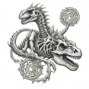 Dinosaur Skeleton with dragons tattoo design idea