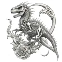 Dinosaur Skeleton with dragons tattoo design idea
