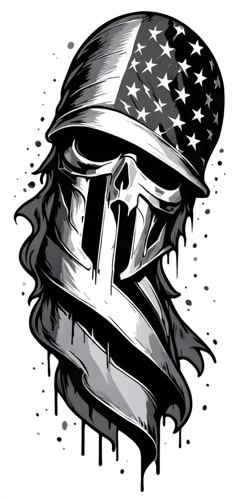 American flag tattered crusader looking tattoo design idea