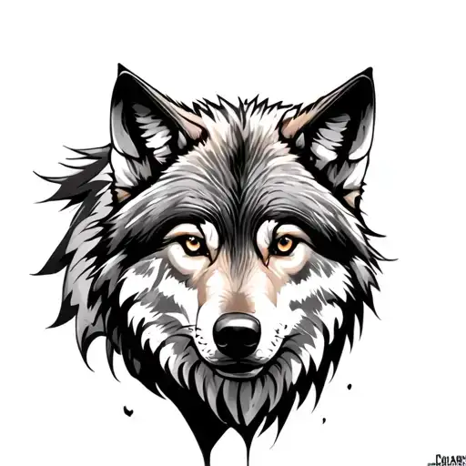 wolf approaching tattoo design idea