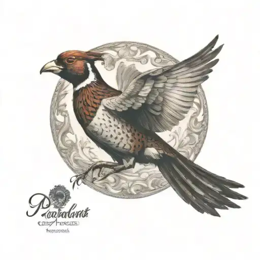 Pheasant flying tattoo design idea