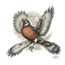 Pheasant flying tattoo design idea