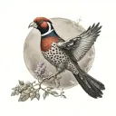 Pheasant flying tattoo design idea