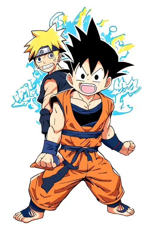 one piece, dragonball, naruto und bleach tattoo design idea