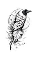 crow feathers swirling tattoo design idea