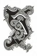 A zipper with the number 96 and a diamond inside in the Maori style tattoo design idea