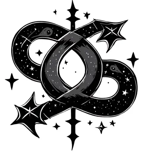 cancer zodiac logo 69 and constelation with stars tattoo design idea