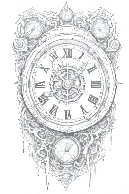clock melting tattoo design idea