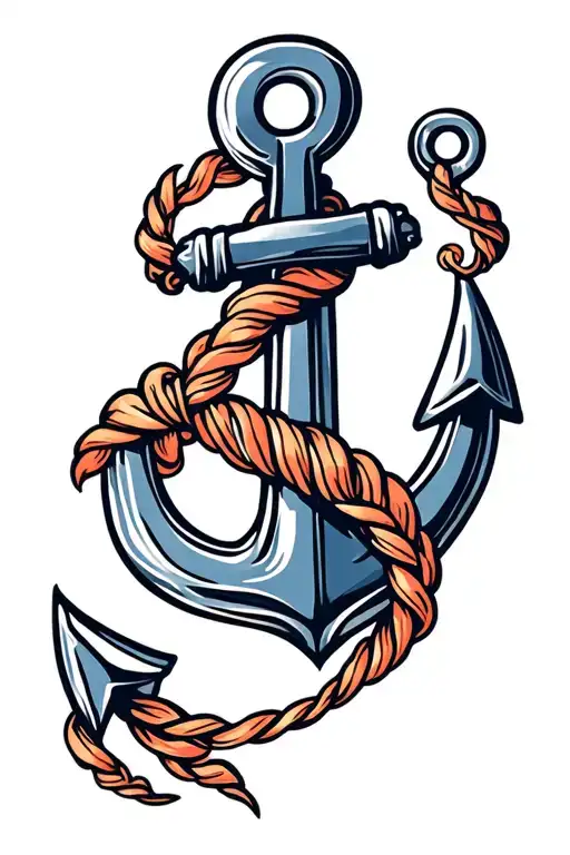 navy anchor intertwined tattoo design idea