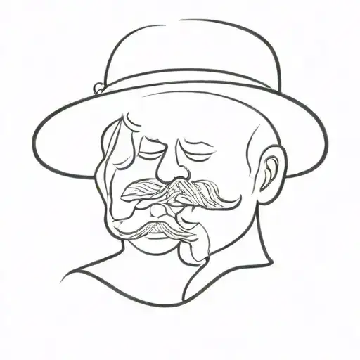 silhouette of grandfather with mustache and granddaughter without faces tattoo design idea