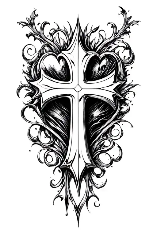 cross tattoo like chrome hearts logo tattoo design idea