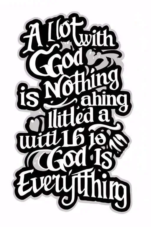 lettering with the phrase "a lot with God is nothing and a little with God is everything". tattoo design idea