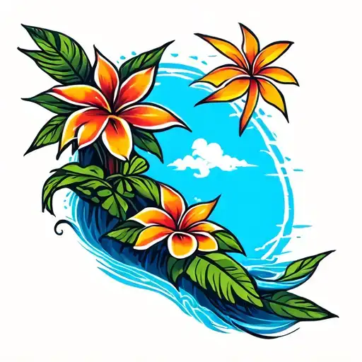 Hawaiian islands tribal design surrounding tattoo design idea