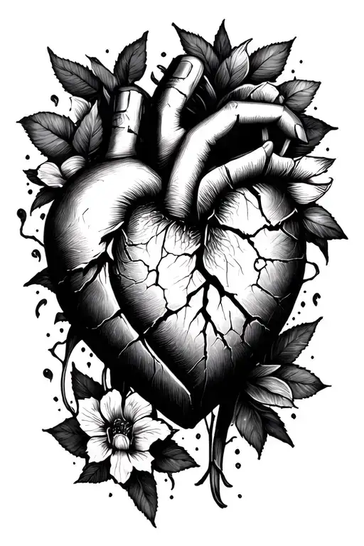 broken heart, missing daughter, 18 years new start tattoo design idea