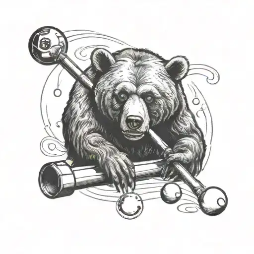 bear play billiard tattoo design idea