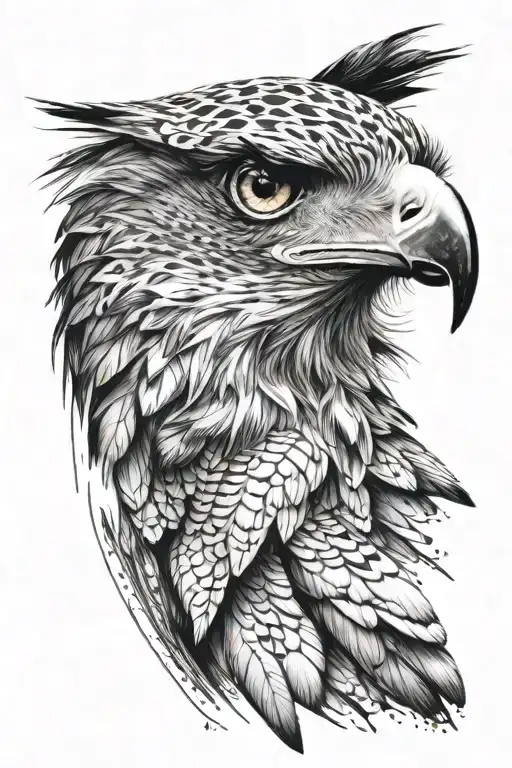 Hawk eyes fused tattoo design idea