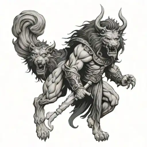 Full leg tattoo underworld greek mythology Heidis cerberus faiths souls tattoo design idea